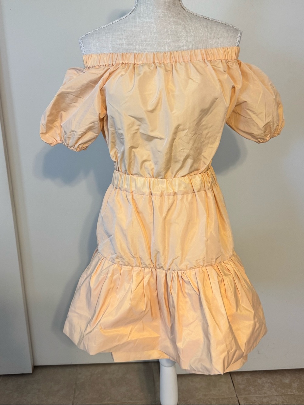 Maje Peach Off-Shoulder Mini Dress